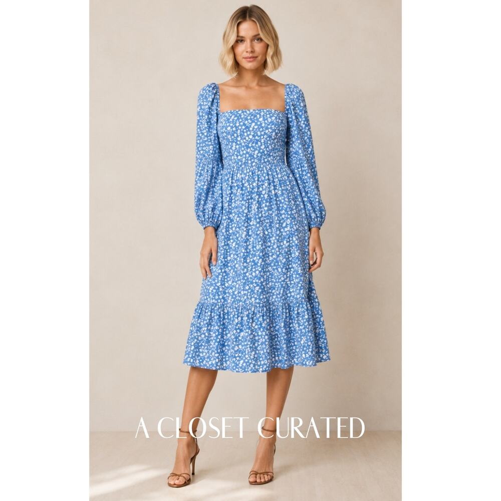 Reformation Mica Midi Dress 2 Blue NWT
